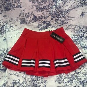Dolls Kill Current Mood Red Cheerleader Pleated Mini Skirt XXS New With Tags